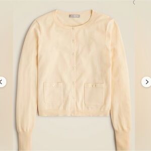 J. Crew Crewneck Cardigan in Premium Ultrafine 100% Cotton S CB893 butter yellow